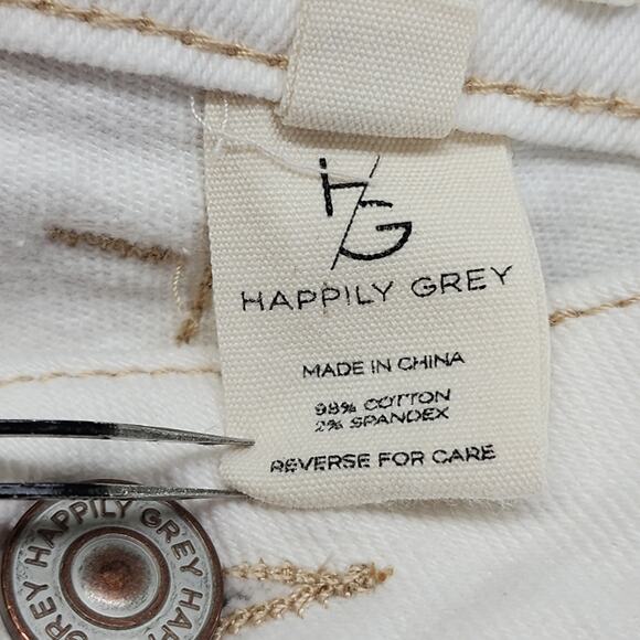 Happily Grey High Rise Flare Leg Denim Jeans Size 9/29 Cream Stretch Pockets - Picture 6 of 12